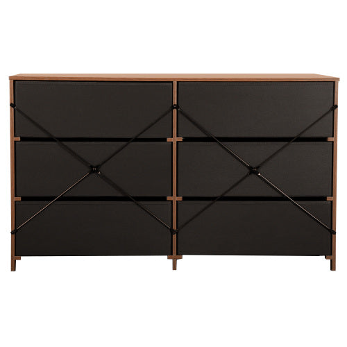 6-Drawer Dresser with Large Fabric Drawers, Walnut