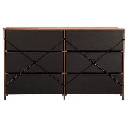 6-Drawer Dresser with Large Fabric Drawers, Walnut