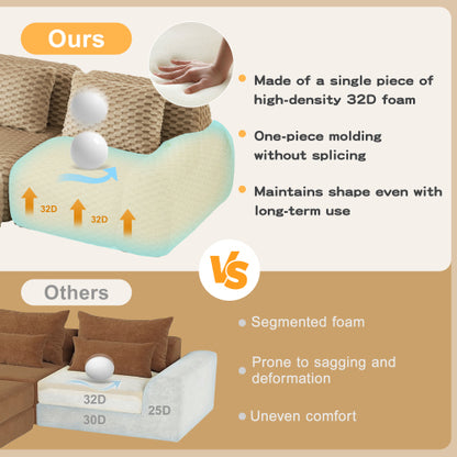 82 inch  Light-Camel Flannelette L-Shaped Modular Boneless Sofa,Ottoman