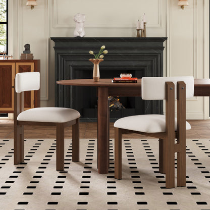 Set of 2 White Upholstered Armless Dining Chairs with Metal Legs, Modern Dining Room Chairs