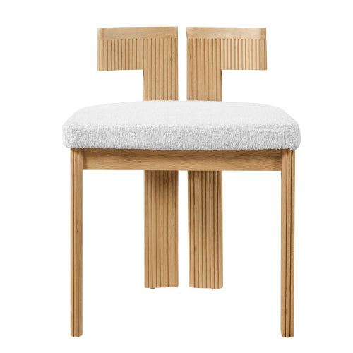 Set of 2 Beige Boucle Dining Chairs with Rubber Wood Frame, Indoor Kitchen & Dining Room Chairs