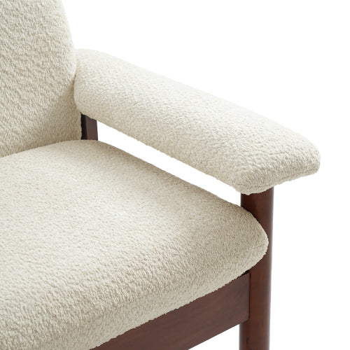 72.8 Inch Beige Modern 2-Seater Loveseat Sofa w/Armrest Pillars Berber-Fleece Rubberwood Frame for Small-Space Living-Room