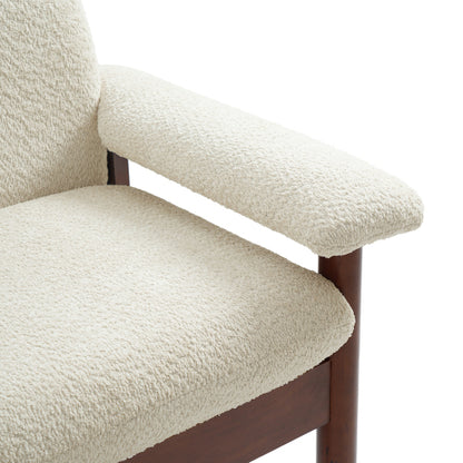 72.8 Inch Beige Modern 2-Seater Loveseat Sofa w/Armrest Pillars Berber-Fleece Rubberwood Frame for Small-Space Living-Room