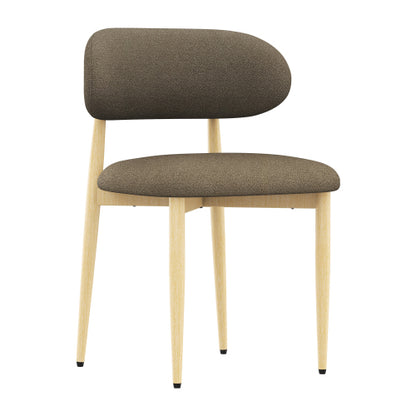 Lamb-Wool-Look Upholstered Metal Dining Chairs, Set of 2, Coffee