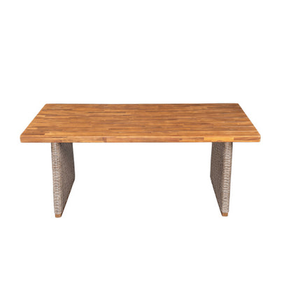 Outdoor Acacia Wood Dining Table,Teak Finish+ Brown Wicker