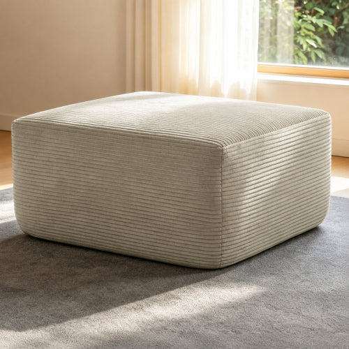 Camel Corduroy Modular Ottoman, Zero Assembly Soft Upholstered Multiuse Footrest for Modern Living Space
