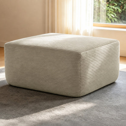 Camel Corduroy Modular Ottoman, Zero Assembly Soft Upholstered Multiuse Footrest for Modern Living Space