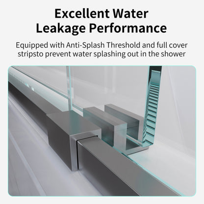 44-48*72 INCH Frame Double Sliding soft-close Shower Doors, Bathroom Sliding Shower Door, (6mm) Thick SGCC Tempered Glass Door For Bathroom Door ,Brushed Nickel