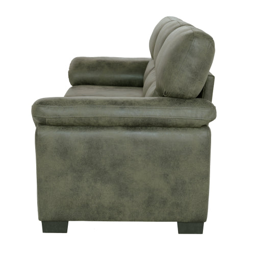 81 inch  Olive-Green 3-Seater Retro Foil-Fabric Sofa,Padded Armrests,Black Triangle Legs