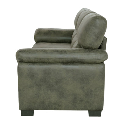 81 inch  Olive-Green 3-Seater Retro Foil-Fabric Sofa,Padded Armrests,Black Triangle Legs