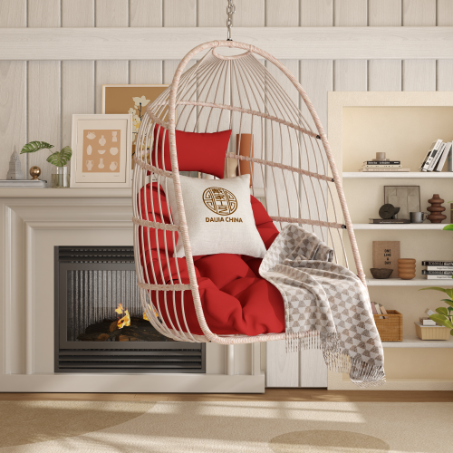 Outdoor garden rattan egg swing chair hanging chair PE hanging chair red