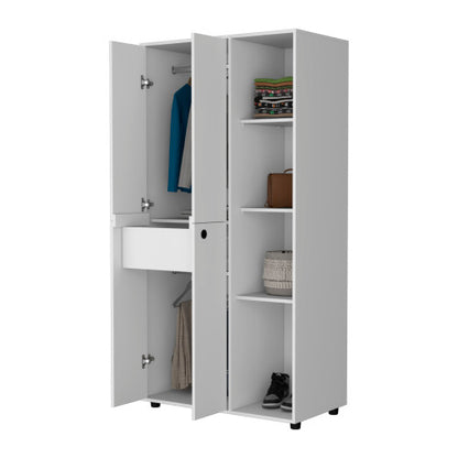 Armoire Closet with 1-Drawer, Storage Cabinets and Hanging Rods