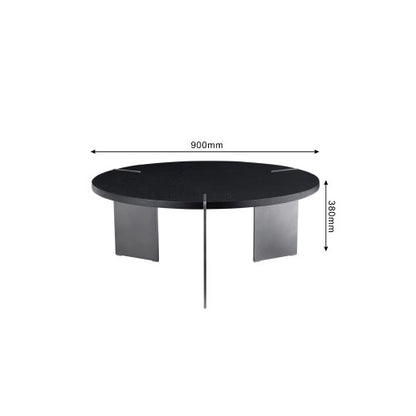 Round Coffee Table, Black Oak Top & Metal Feet