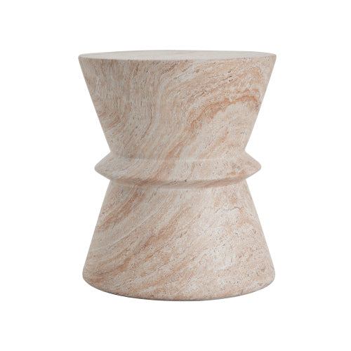 Outdoor/Indoor Lightweight Concrete Side Table,Travertine Finish