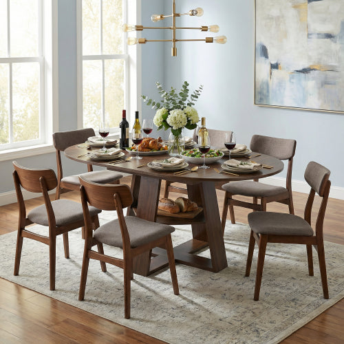 43-59 Inch Extendable Round Dining Table for 4-8 People