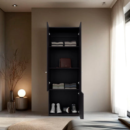 Armoire 66.9" H, 3 Doors, 3 Shelves, Black Wengue - Bedroom