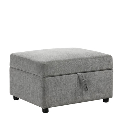 26.6 inch inch x32.1 inch inch Gray Chenille Movable Storage Ottoman, 250 LBS Capacity Footrest for Living Room Bedroom