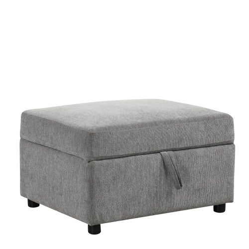 26.6 inch inch x32.1 inch inch Gray Chenille Movable Storage Ottoman, 250 LBS Capacity Footrest for Living Room Bedroom