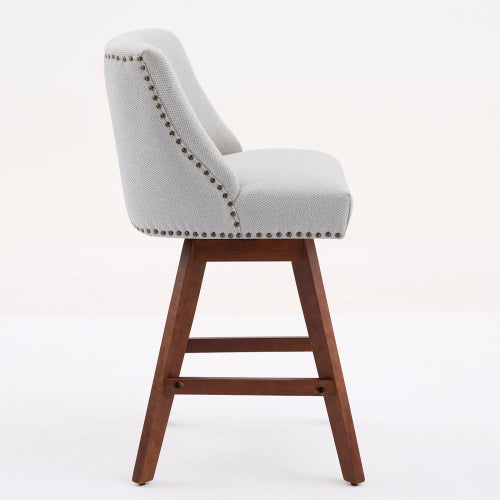 Counter Height Swivel Barstools, 26inch  H Seat Height Upholstered Bar Stools Set of 2, Fabric in Ivory