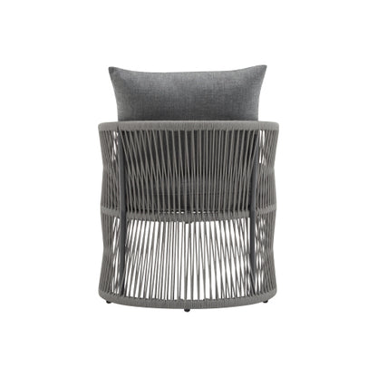 [Set of 2] Modern Gray Curved Aluminum Lounge Chair with Stylish Rope-Weave Design and Cushioned Comfort, Perfect for Outdoor Living
