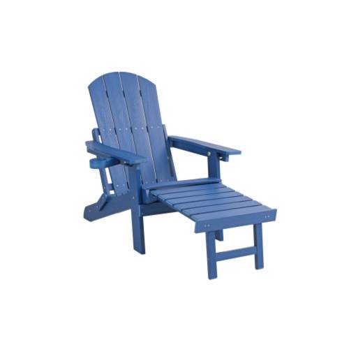 Lounge chair dark blue color, suitable for all seasons: Outdoor lounge chair, made of sturdy HIPS material, equipped with 304 stainless steel accessories.