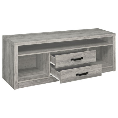 Weathered Grey Driftwood 59 Inch 2-Drawer Rustic TV Stand