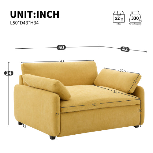 50*43" Oversized Chenille Single Sofa Chair, Wide and Deep Seat Accent Chair, Modern Upholstered Comfy Armchair, Couch Lounge with Pillows for Living Room&Apartment
