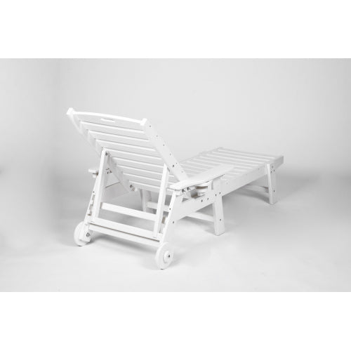 Lounge Chair with Side Table, 3-Piece Oversized Chaise Lounge Chair Setwith Wood Texture,White
