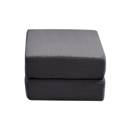 Grey Corduroy Modular Compression Ottoman, Spring Padding No-Assembly Multi-Use Floor Seat for Living Room
