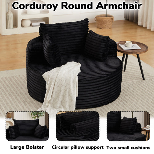 50"L Corduroy Sponge single sofa,No Assembly Required,Fluffy Modern Sleeper Chair for Living room, Bedroom, Lounge and Projection Room(Not a swivel chair.)