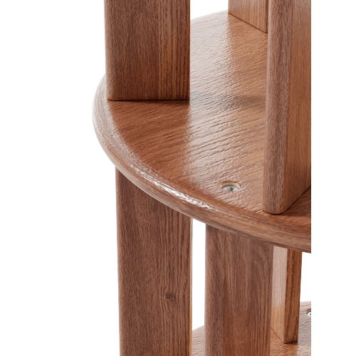5-Tier Solid Wood Rotating Bookshelf with Wheels Walnut