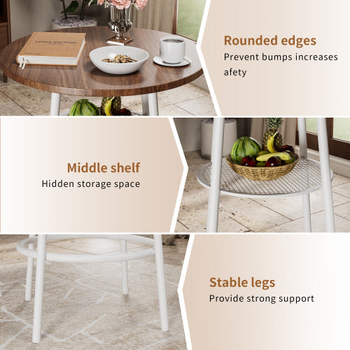 3-Piece Bar Table Set with 2 Bar Stools ¨C Modern Pub Table with Backrests & Storage Shelf
