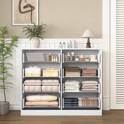 Modern 8 Drawers Dresser Chests for Bedroom,47.2" Wide Wood Chest of Drawers with Gold Metal Handle,Drawer Organizer for Bedroom,Living Room,Hallway and Entryway,White