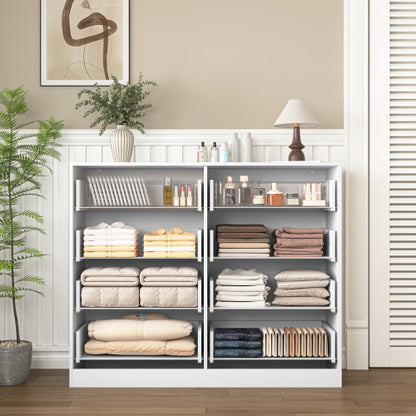 Modern 8 Drawers Dresser Chests for Bedroom,47.2" Wide Wood Chest of Drawers with Gold Metal Handle,Drawer Organizer for Bedroom,Living Room,Hallway and Entryway,White