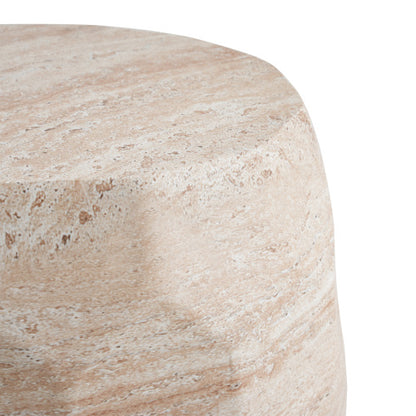 Outdoor/Indoor Lightweight Concrete Side Table,Travertine Finish