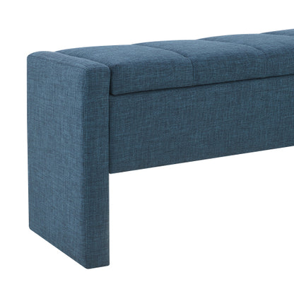 Modern Bed End Bench with Storage,Upholstered Large Foot Rest Stool, Comfy Window Vanity Bench for Living Room,Bedroom,Dorm,Coffee Table,Linen Navy Blue