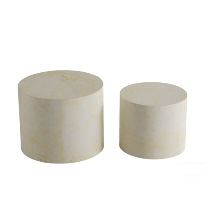 Set of 2 Beige Faux Marble Nesting Coffee Tables