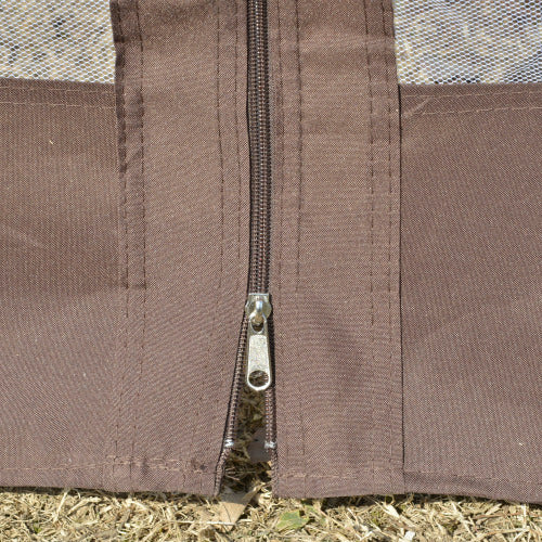 Outsunny 12' x 12' Round Outdoor Gazebo, Patio Dome Gazebo Canopy Shelter with Double Roof, Netting Sidewalls and Curtains, Zippered Doors, Strong Steel Frame, Brown