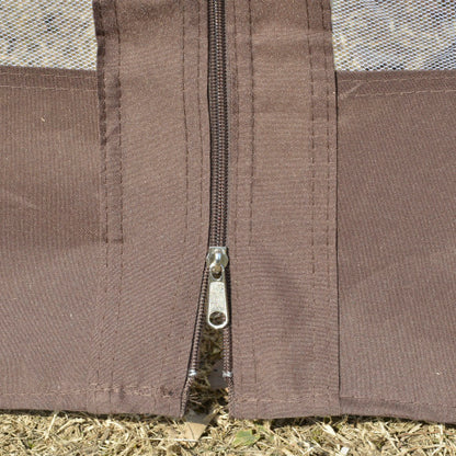 Outsunny 12' x 12' Round Outdoor Gazebo, Patio Dome Gazebo Canopy Shelter with Double Roof, Netting Sidewalls and Curtains, Zippered Doors, Strong Steel Frame, Brown