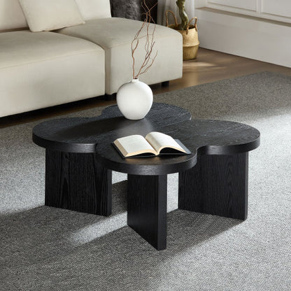 31.49inch  Butterfly Shaped MDF Coffee Table, Black