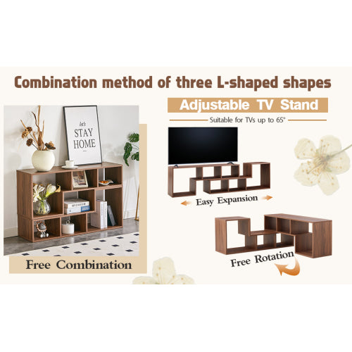 2-Piece L-Shaped Free Combination Cube TV Stand Adjustable Length 45-80 Inch TV Gaming Storage Shelf