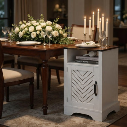 White & Oak Farmhouse Charging Nightstand
