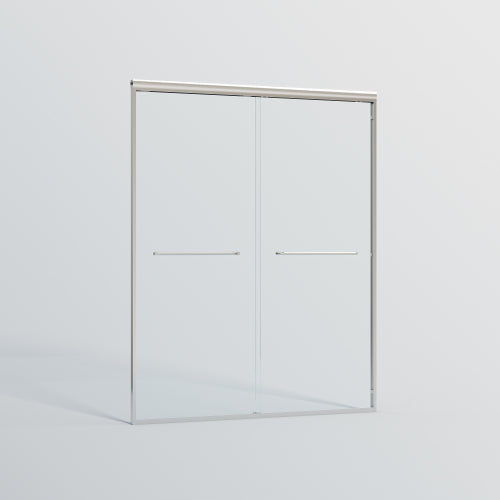 56-60 in. W x 72 in. H Double Sliding Shower Door, Semi-frameless Bypass Bathroom Sliding Door with 1/4" (6mm) Tempered Glass for Walk-in Shower, Chrome 24D03-60CX