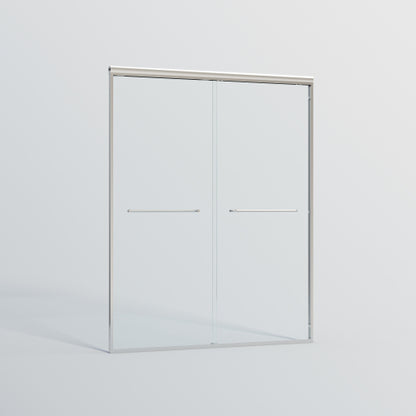 56-60 in. W x 72 in. H Double Sliding Shower Door, Semi-frameless Bypass Bathroom Sliding Door with 1/4" (6mm) Tempered Glass for Walk-in Shower, Chrome 24D03-60CX