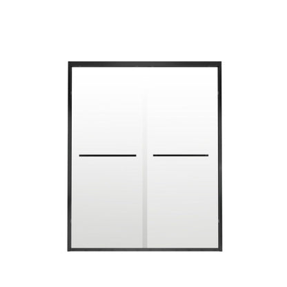 56-60"x74" Aluminum Frame Double Sliding Shower Door,Bypass Bathroom Sliding Door with Premium 1/4" (6mm) Clear Tempered Glass, Black Hardware Sliding Glass Shower Enclosure,Matte Black Finished