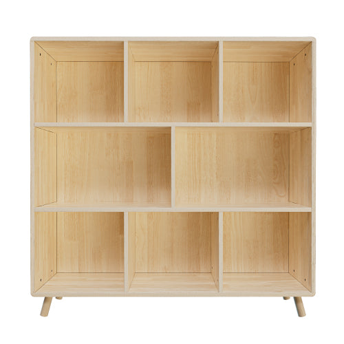 Pine Wood 8-Compartment Fixed Grid Household Toy Book Storage Cabinet