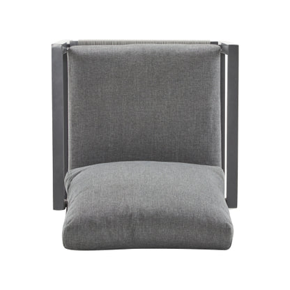 [Set of 2] Gray Aluminum Lounge Chair with Sleek Rope Accents and Comfortable Cushions, Perfect for Modern Outdoor and Indoor Spaces
