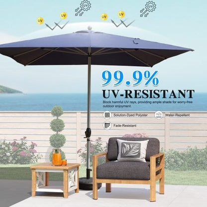 Rectangle Patio Umbrella with Crank Lift , Navy Blue (Base not included)