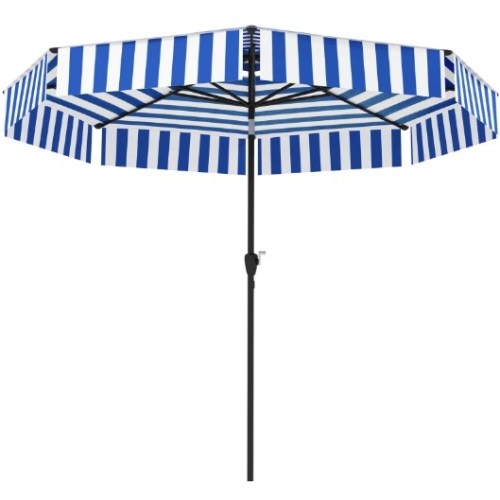2-Tier Vented Patio Table Umbrella,Outdoor Market Umbrella,Patio Umbrella with Crank 8 Ribs,Tiltable Porch Umbrella,for Outdoor