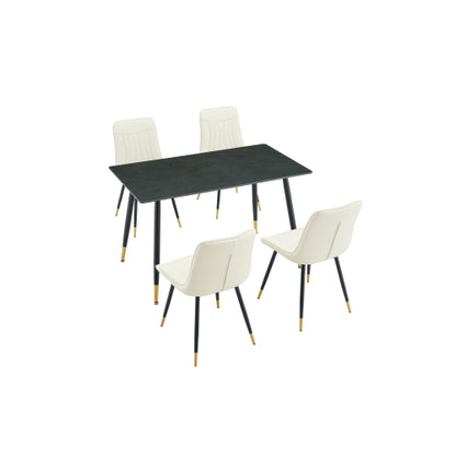 Sintered Stone Dining Table with Metal Base, Vic Dark